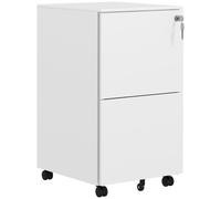 Steel File Cabinet White 37x43.5x67.5cm 2-Drawer Lockable with Hanging Bar&Keys