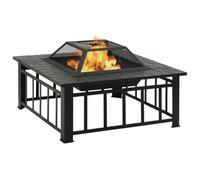 Steel Fire Basket 79 x 79 x 46.5 cm with Poker and Spark Protection for Garden Patio, Robust Fire Pit for Heat, Flame, Wood and Outdoor Use