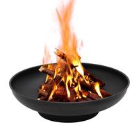 Steel Fire Bowl 57cm Diameter Black Powder Coated Large Fire Pit for Garden and Patio Ideal for Heating, Decorating and BBQ with Heat and Flame