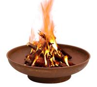 Steel Fire Bowl 57cm Diameter Rustic Fire Pit Garden Patio Decorative Heat Source with Large Bowl for Wood Fire and Cooking Grate