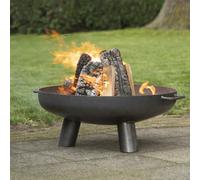 Steel Fire Pit Bowl BBQ Grill Wood Log Round Patio Burner Heater Brazier