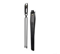 Steel Fire Tongs with Serrated Jaws for Secure Hold(Black Large Size)