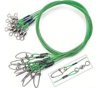Steel Fishing Leader Wire 125lb Heavy Duty Saltwater Anti Bite Stainless Steel Wire Trace with Swivel and Snap for Pike Fishing Line Protection 20 Pack(green)