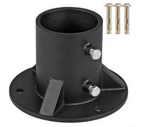 Steel Floor Flange for Securing Round Metal Posts to Concrete Foundations with Pre Drilled Holes and Side Mount Adjustment Screws (A:52mm )