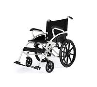Steel Folding Wheelchair Lightweight Manual Wheelchair W/3 Levels Adjustable Footrest & 18 Inch PU Rear Wheels Mobility Aid for The Elderly or Disabled