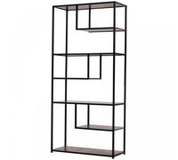 HOMCOM Industrial Style Bookcase Shelving Display Unit 6 Tier Rustic Brown and Black, Brown