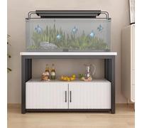 Steel Frame Breeder Terrace Holder for Corner, Fish Tank Stand 20-30 Gallon Fish Tank Table Shelf with Doors, Decorative Storage Stand Rack for Aquariums & Terrarium(White,80x45 cm (31 1/2 x 17 3/4"))