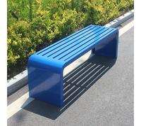 Steel Frame Garden Bench - All-Weather Outdoor Seating for Patio, Yard & Courtyard - 39in Backless Design - Stylish Blue Color, Perfect for Lobbies & Gardens