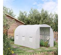 Steel Frame Garden Garden Greenhouse Walk-in Grow Polytunnel Planting Anti-UV Outsunny Off White One Size
