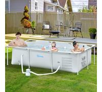 Steel Frame Swimming Pool w/ Filter Pump and Reinforced Sidewalls Rust Resistant