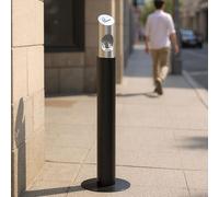Steel Freestanding Trash Bin with Key, Vertical Butt Receptacle - Stainless Steel Waste Container for Patios, Gardens, Hotels, Pubs, and Offices