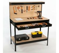 Steel Garage Tool Box With Workbench, Pegboard & Storage Shelf For Diy Workshop Organization