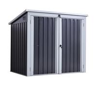 Steel Garden Bin Store Double Door Lid Cover for 2 Wheelie Bins Storage Shed