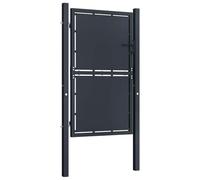 Steel Garden Gate Anthracite 100 x 225 cm with Lock and Handle, Adjustable Width 101-106 cm, Sturdy Fence Gate for Garden, Yard Gate, Driveway Gate, Secure Privacy Screen, Robust Gate