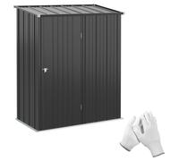 Steel Garden Shed Charcoal Grey 161.5x94.5x196cm Galvanised Outdoor Store Door