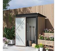 Steel Garden Shed, Small Lean-to Shed for Bike, 5x3 ft Brown