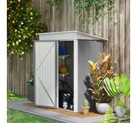 Outsunny Steel Garden Shed, Small Lean-to Shed for Bike Tool, 5x3 ft, Grey