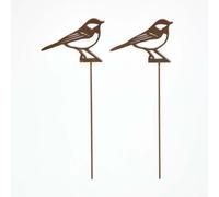 Steel Great Tit Garden Stake Decorations, Set of 2