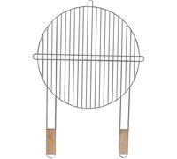 Steel Grill Grate with Two Wooden Handles and 46cm Round Barbecue Accessory