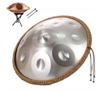 Steel Hand Drum, 440Hz D Minor, 9 Notes, Handpan Drum with Edge Strings, Tambourine for Professional Performance