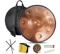 Steel Hand Pan Drum In D Minor 9/10/12 Notes 440/432 Hz 22 Inches Handpan Drum With Edge Strings(Gold,9 Notes (440Hz))