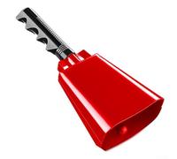 Steel Handheld Cowbell with Handle for Football, Baseball, Soccer, Basketball, Volleyball, Cycling, Marathon, For Party Parades, Concerts, and Signaling (Red)