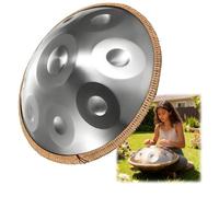 Steel Handpan D Minor Kurd 440Hz 432hz 9/10/12 Notes 22 Inch Handpan Drum Instrument Harmonic Percussion for Sound Healing, Personal Meditation, Yoga(Silver,432HZ/9Note)
