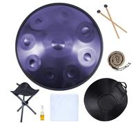 Steel Handpan D Minor Kurd 440Hz 9 Notes 22 Inch Premium Percussion for Adults Professional Hand Pan with Carry Bag, Stand, 2 Hand Mallets, Music Note Stickers, Wiping Cloth(Purple,432HZ/12Note)