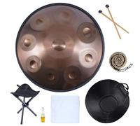 Steel Handpan D Minor Kurd 440Hz 9 Notes 22 Inch Premium Percussion for Adults Professional Hand Pan with Carry Bag, Stand, 2 Hand Mallets, Music Note Stickers, Wiping Cloth(Brown,440HZ/9Note)