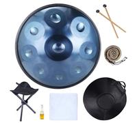 Steel Handpan D Minor Kurd 440Hz 9 Notes 22 Inch Premium Percussion for Adults Professional Hand Pan with Carry Bag, Stand, 2 Hand Mallets, Music Note Stickers, Wiping Cloth(Blue,432HZ/12Note)