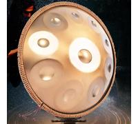 Steel Handpan Drum, 10 Notes Hand Drum Instrument, Handpan 22 Inch D Minor Kurd Handpan, Hand Drum Instrument Steel Healing Sound Drum, Percussion Instruments for Beginners (Gold)