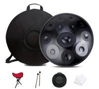 Steel Handpan Drum, 22 Inch 432Hz/440Hz Hand Pan Drum With Tripod, 9/10/ 12 Notes Drum Percussion Instrument For Musical Education Entertainment Meditation Yoga Zen Gifts (Size : 432Hz, Color : BLA