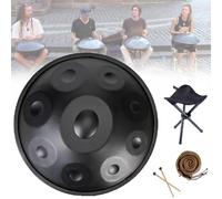 Steel Handpan Drum 22 Inch 9/10/12 Notes 432Hz / 440Hz Hand Pan Drums Percussion Instruments For Camping, Meditation, Or Yoga,D Minor Color:Purples,Size:9 (Black 9 Notes(440HZ))