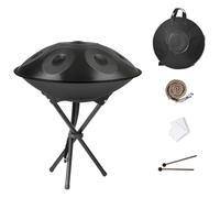 Steel Handpan Drum, 432Hz/440Hz Hand Drum Percussion Instrument In D Minor, 9/10/12 Note Handpan Drums With Bag, Tripod, Mallet, For Children And Adults(Black,440HZ/10Note)