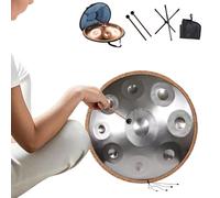 Steel Handpan Drum D Minor, 22 Inch Hand Pan Percussion Instruments, 432Hz/440Hz Harmonic Hand Drum With Carry Bag, Handpan Instrument For Meditation Yoga Sound Healing(Silver,432HZ/12Note)