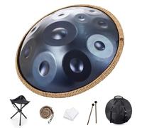 Steel Handpan Drum, D Minor 9/10/12 Notes, 22 Inch Steel Drum Percussion Instrument, Professional Handpan, with Carry Bag, 2 Hand Mallets, For Music Therapy, Meditation, Yoga(Blue,12,440Hz)