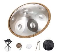 Steel Handpan Drum, D Minor 9/10/12 Notes, 22 Inch Steel Drum Percussion Instrument, Professional Handpan, with Carry Bag, 2 Hand Mallets, For Music Therapy, Meditation, Yoga(Silver,9,440Hz)