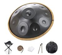 Steel Handpan Drum, D Minor 9/10/12 Notes, 22 Inch Steel Drum Percussion Instrument, Professional Handpan, with Carry Bag, 2 Hand Mallets, For Music Therapy, Meditation, Yoga(Black,10,432Hz)
