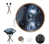 Steel Handpan Drum for Sound Healing, 432Hz/440Hz 9/10/12 Notes 22 Inches Professional Hand Pan, with Mallets, Soft Carry Bag and Mallets, Ideal for Beginners and Adults(Blue,440HZ/10Note)