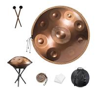 Steel Handpan Drum for Sound Healing, 432Hz/440Hz 9/10/12 Notes 22 Inches Professional Hand Pan, with Mallets, Soft Carry Bag and Mallets, Ideal for Beginners and Adults(Gold,432HZ/10Note)