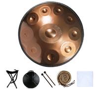 Steel Handpan Drum Instrument in D Minor 9/10/12 Notes 22In with Handpan Drum Bag,2 Mallets,Hand Drum Stand/Blue - 10 Notes/440Hz