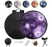 Steel Handpan Drums Set, D Minor Tongue Drum Instrument with Soft Bag, Mallets, Stand, 9/10/12 Note Handpan Drums for Adults, Percussion Instrument for Meditation Yoga(Purple,12Notes)