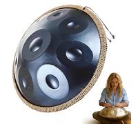 Steel Harmonic Hand Drum 22 Inches D Minor - Handpan Drum Instrument 432Hz/440Hz Steel Drum with Soft Hand Pan Bag, Mallets and Handpan Stand for Meditation & Yoga(Blue,440HZ/10Note)