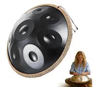Steel Harmonic Hand Drum 22 Inches D Minor - Handpan Drum Instrument 432Hz/440Hz Steel Drum with Soft Hand Pan Bag, Mallets and Handpan Stand for Meditation & Yoga(Black,432HZ/10Note)