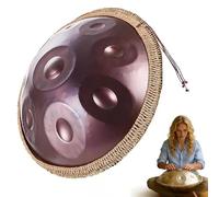 Steel Harmonic Hand Drum 22 Inches D Minor - Handpan Drum Instrument 432Hz/440Hz Steel Drum with Soft Hand Pan Bag, Mallets and Handpan Stand for Meditation & Yoga(Purple,432HZ/10Note)