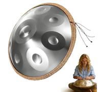 Steel Harmonic Hand Drum 22 Inches D Minor - Handpan Drum Instrument 432Hz/440Hz Steel Drum with Soft Hand Pan Bag, Mallets and Handpan Stand for Meditation & Yoga(Silver,432HZ/10Note)