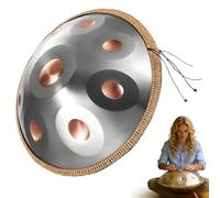 Steel Harmonic Hand Drum 22 Inches D Minor - Handpan Drum Instrument 432Hz/440Hz Steel Drum with Soft Hand Pan Bag, Mallets and Handpan Stand for Meditation & Yoga(Gold-Silver,440HZ/10Note)