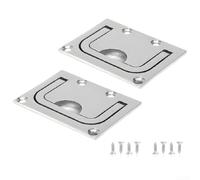 Steel Heavy Duty Flush Lifting Handle Ring Pull for Boat Deck Hatch, Marine Grade 316 Stainless Steel, 7.6 x 5.5 cm, Large Grip for Two or Three Fingers, Secure and Trip-Free Design(2pcs)