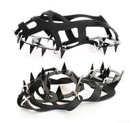 Steel Ice Spikes with 18 Tooth Design for Enhanced Traction on Surfaces During Hiking Climbing and Walking (L(43-46） black)