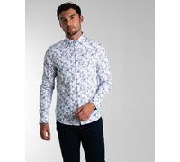 Steel & Jelly Limited Edition Line Drawn Floral & Leaf Digital Print Long Sleeve Shirt - White - M